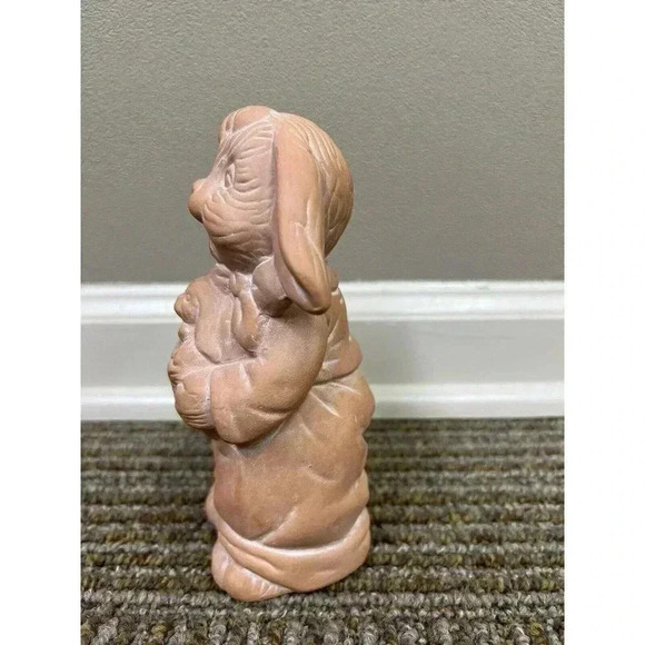 Terracotta Easter Bunny in Overalls With Basket CUTE!! 7" x 4.5" Holiday Spring - Picture 3 of 13